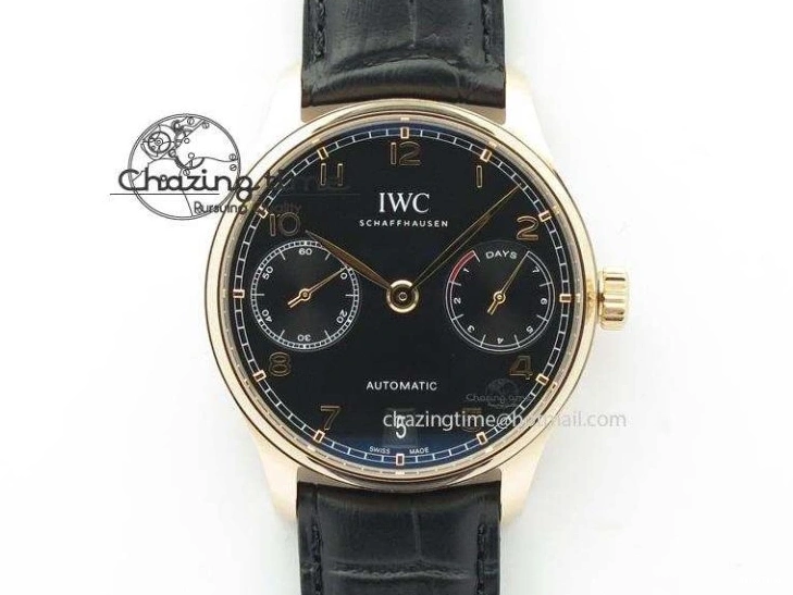 MIROTIME 0408 Portuguese Real PR Real Annual Calendar IW5035 YLF 1:1 Best Edition Black Dial On Leather Strap A Soft 7240